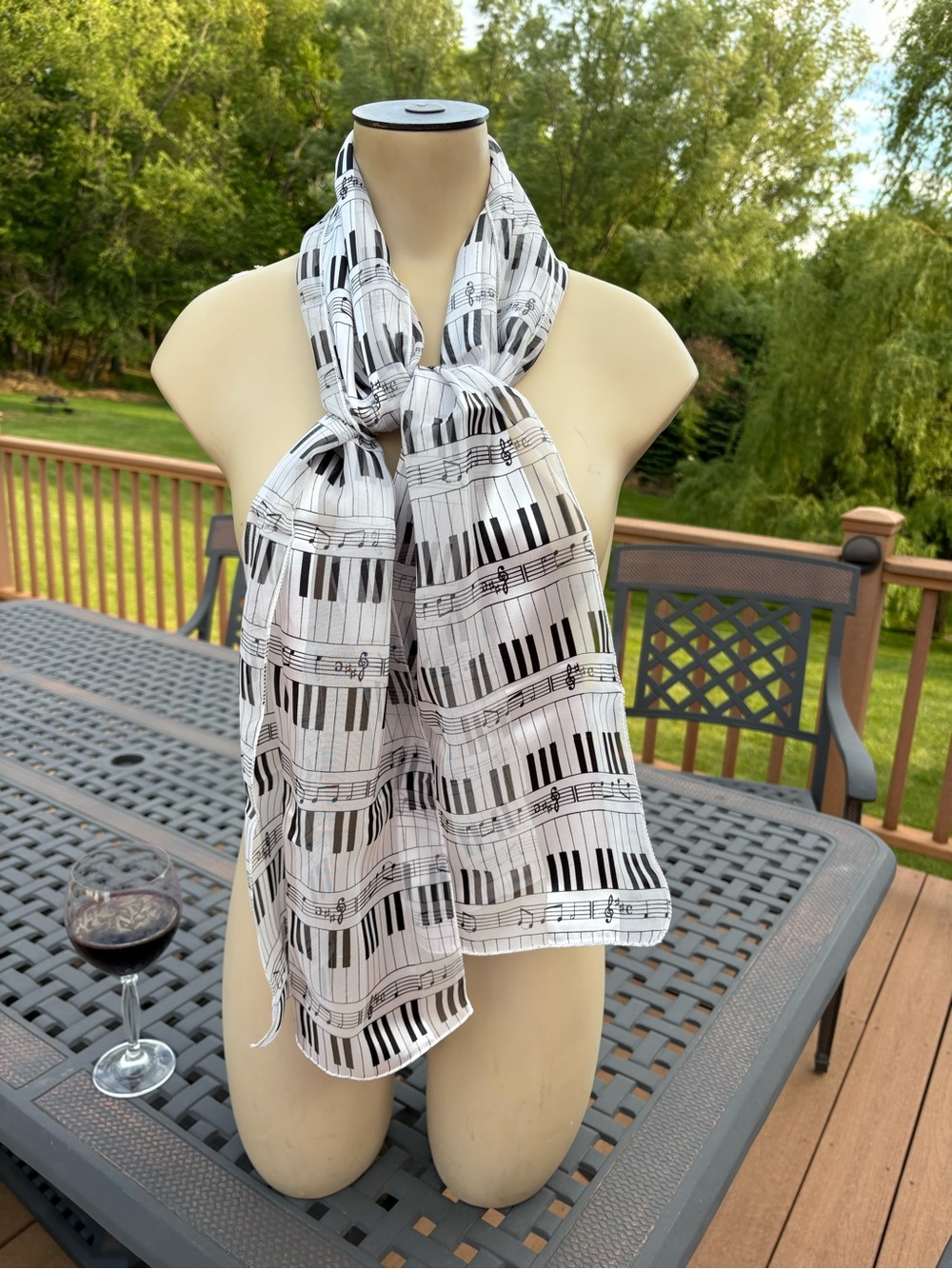 Keyboard & Sheet Music Scarf - Black and White. Piano. Jazz